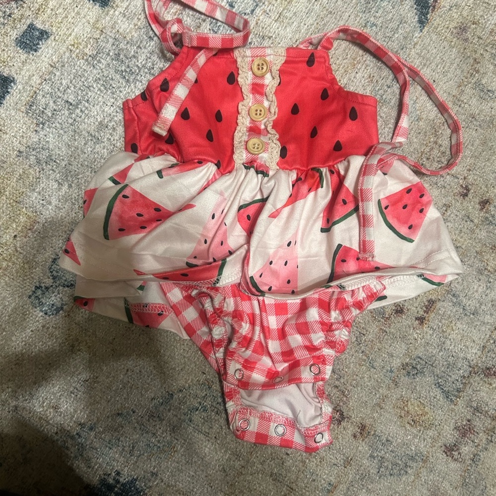 Watermelon Print Baby Romper